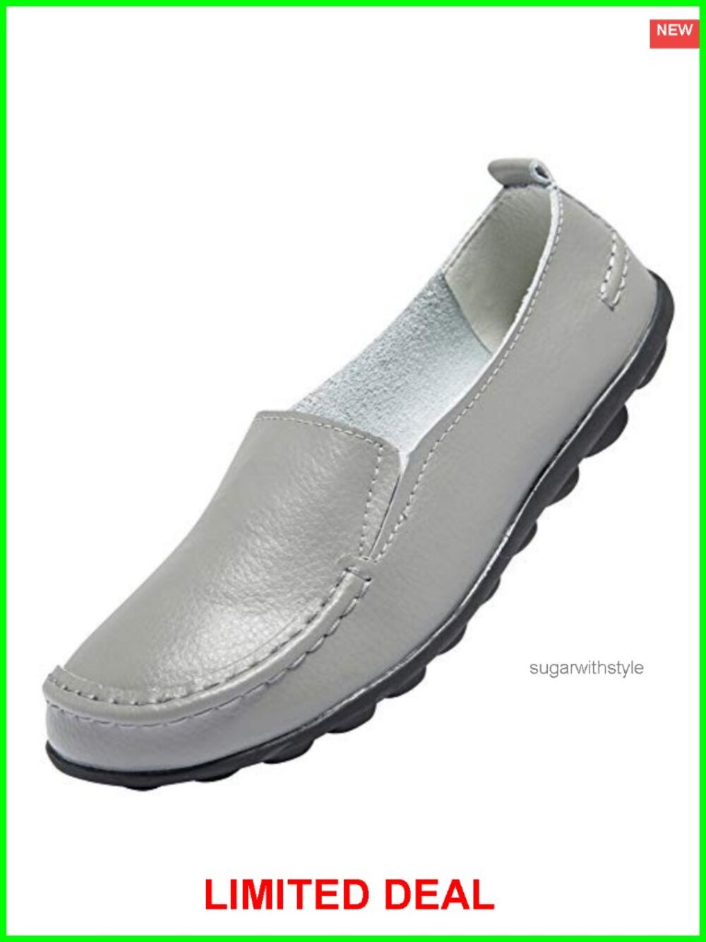 Women's Leather Slip On Loafers Comfortable Walking Flats Casual Driving Shoes